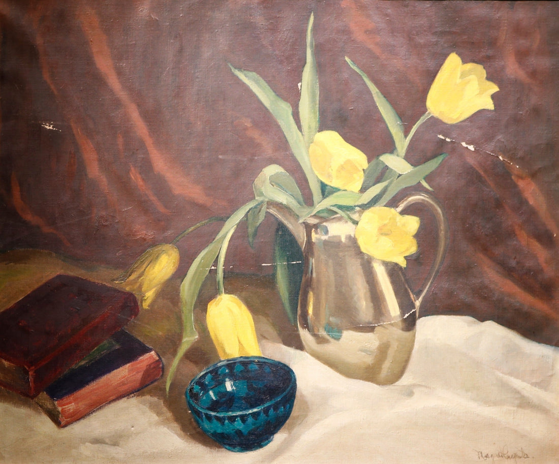 Tulips and Pewter Pitcher by Margaret Carpenter