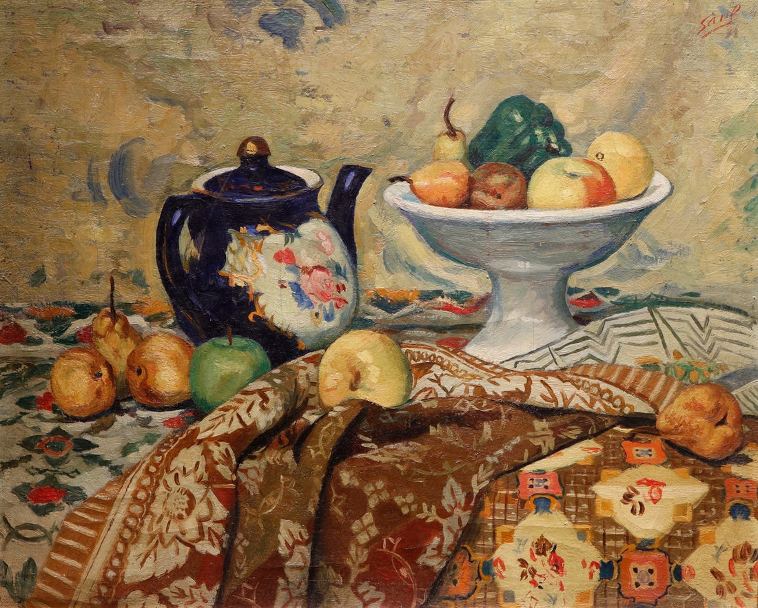 Fruit and Drapery by Saul Kovner