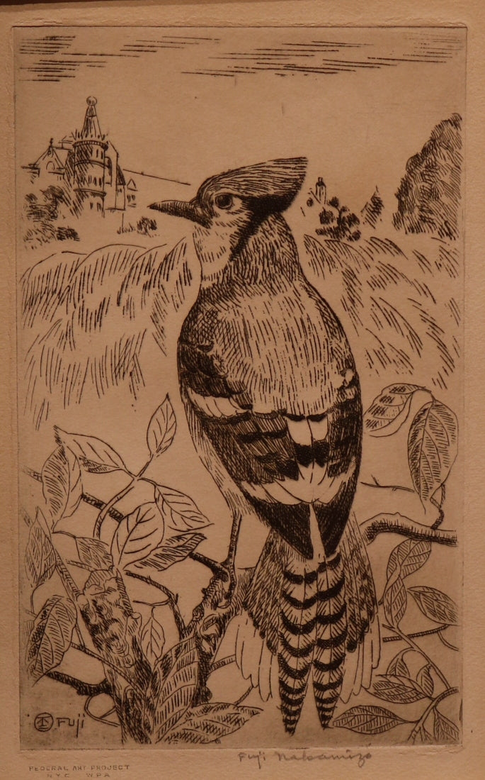 Nakamizo, Fuji (1889-1950) "Woodpecker (Blue Jay) "