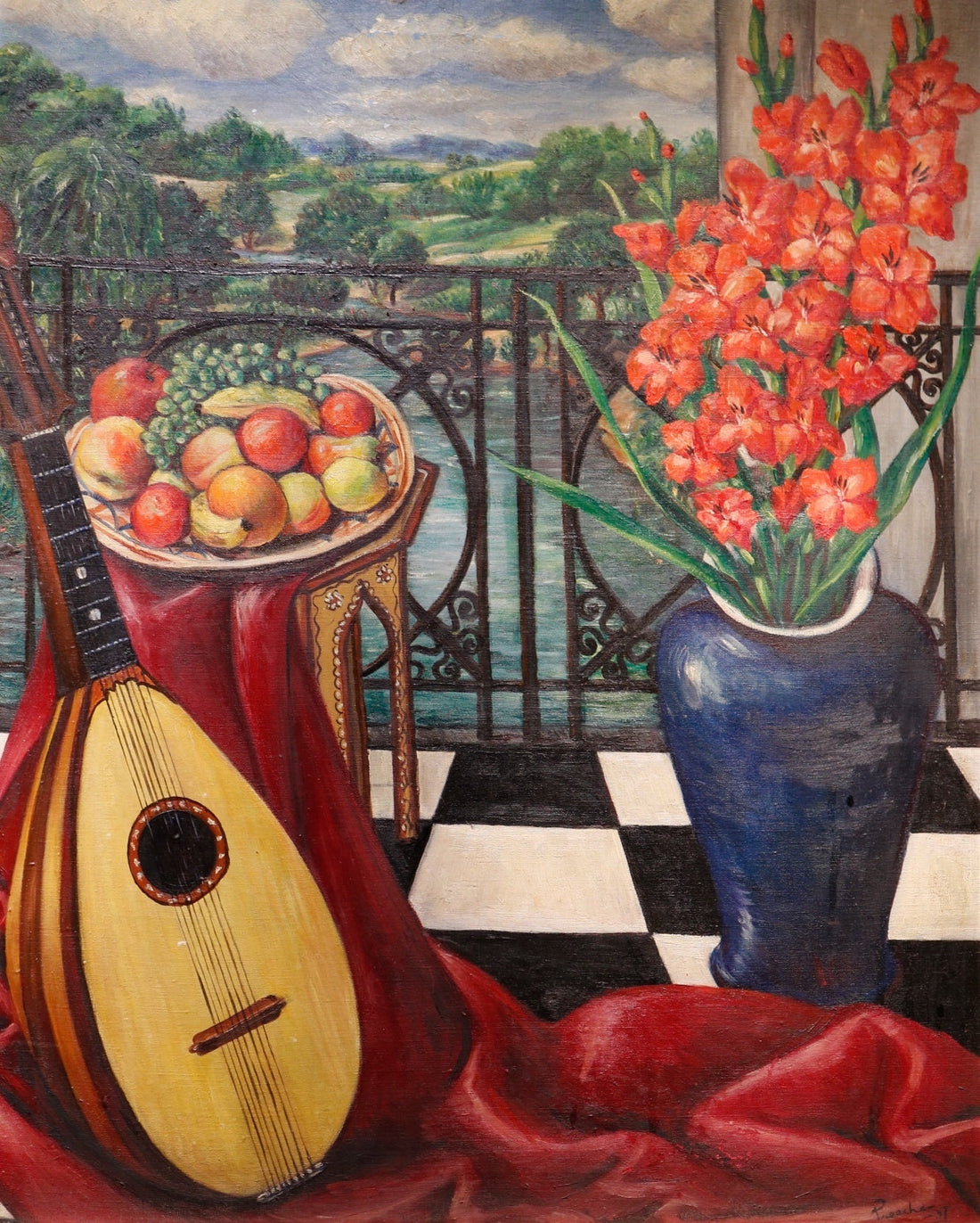 Still Life on a Balcony by William Preachen